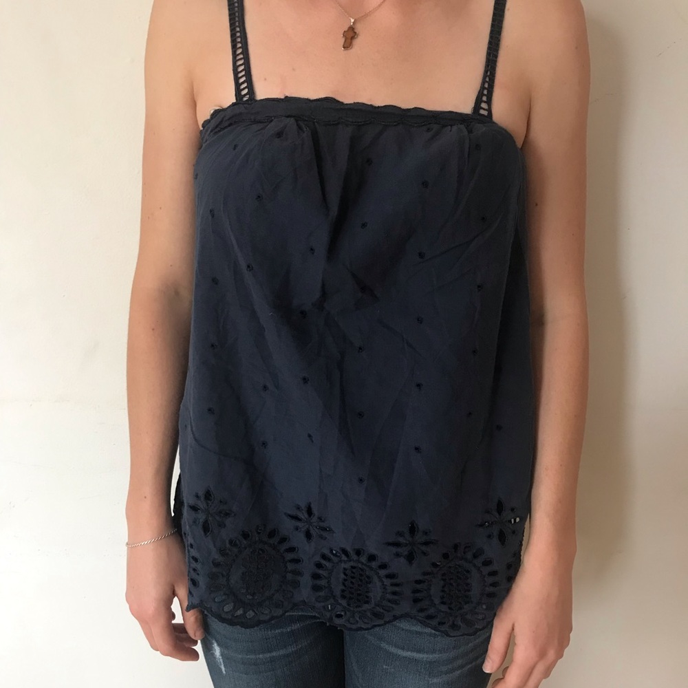 Rosy Navy Blue Embroidered Top